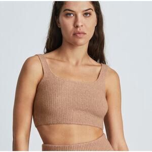 Everlane Activewear The Cozy Stretch Tank Crop Top Sweater Camel Small NWT